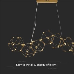 LED Luster na lanku LED/28W/230V 3000K zlatá