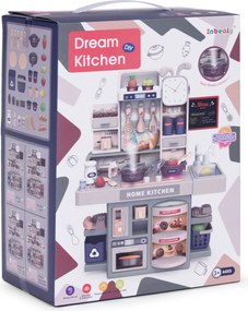 Detská kuchynka s parou, LED, zvukmi, tečúcou vodou a 35 doplnkami pre deti 3+