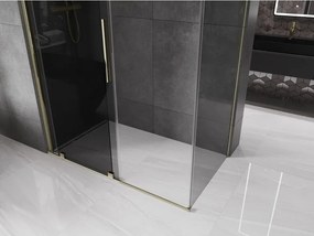 Mexen Velar, sprchový kút s posuvnými dverami 140 x 70 cm, 8mm šedé sklo, zlatá lesklá, 871-140-070-41-50