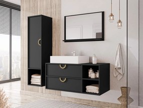 Kúpeľňový nábytok Gewiro, Farby: čierna matná, Sifón: so sifónom, Umývadlo: áno, Umývadlová batéria: Maro Blo 020M