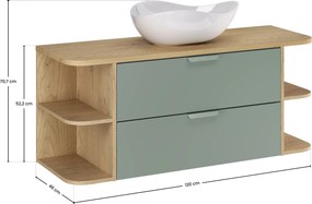 Comad Kúpeľňová skrinka s doskovým umývadlom Aster Green 120 zelená/dub cremona