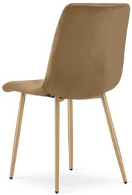 Set štyroch jedálenských stoličiek TURIN zamatové, hnedé / hnedé nohy (4 ks)