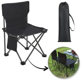 Skladacia rybárska stolička s praktickým puzdrom čierna