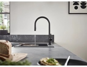 HANSGROHE S510-F660 SilicaTec granitový drez, montáž na pracovnú dosku, 770 x 510 mm, grafitová čierna, 43313170