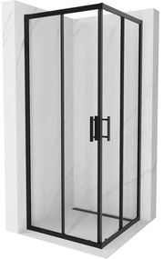 Mexen Rio, štvorcový sprchovací kút s posuvnými dverami 80(dvere) x 80(dvere) x 190 cm, 6mm číre sklo, čierny profil, 860-080-080-70-00