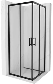 Mexen Rio, štvorcový sprchovací kút s posuvnými dverami 80(dvere) x 80(dvere) x 190 cm, 6mm číre sklo, čierny profil, 860-080-080-70-00