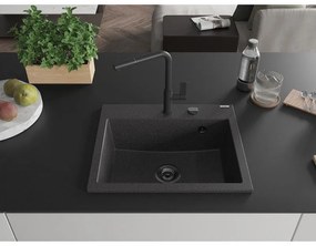 Mexen Oscar, 1-komorový granitový drez 580x490x205 mm, čierna škvrnitá, 6519581000-76-B
