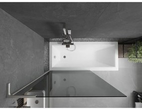 Mexen Next L, 1-krídlová vaňová zástena 100 x 150 cm, 6mm šedé sklo, 6mm číre sklo, profil brúsená oceľ, 895-100-000-03-40-97