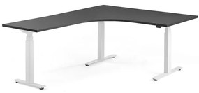 Výškovo nastaviteľný rohový stôl MODULUS, 1600x2000 mm, biela, čierna