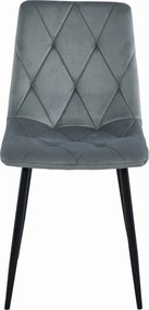 AKCIA Sivá zamatová jedálenská stolička LIBRA s čiernymi nohami II. trieda