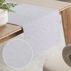 Biante Teflónový behúň na stôl TF-031 Popínavé lístky - svetlo sivý 45x160 cm