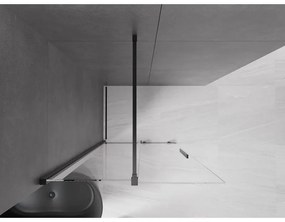 Mexen Velar, posuvné dvere do otvoru typ Walk-In 110 cm, 8mm číre sklo, čierna matná, 871-110-000-03-70