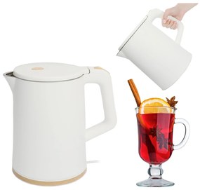 Bauerkraft Bezdrôtová cestovná rýchlovarná kanvica 1500 W 1,2 l otočná biela