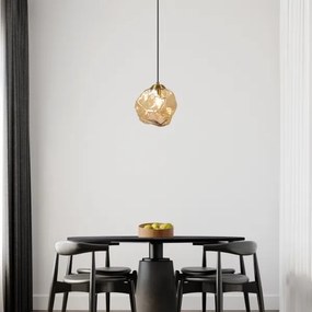 Luster na lanku CRISTAL 1xE14/15W/230V mosadz/dymovo-béžová