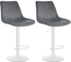 2x Barová stolička Toni - zamat, biely rám Tmavo sivá