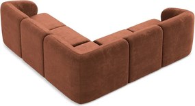 Ženilková rohová pohovka v terakotovej farbe Lani – Makamii