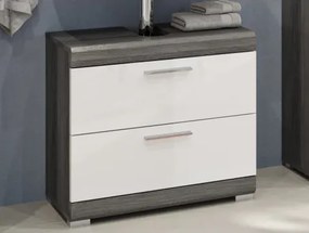 Kúpeľňová skrinka pod umývadlo Scout, šedý dub/biela lesk%