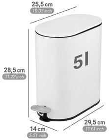 Matne biely pedálový oceľový odpadkový kôš 5 l Collungo – Wenko