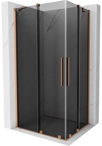 Mexen Velar Duo, sprchový kút s posuvnými dverami 100 x 90 cm, 8mm šedé sklo, medená matná, 871-100-090-42-65
