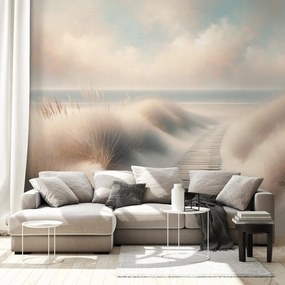 Samolepiaca tapeta piesková pláž s drevenou cestou