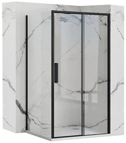 Rea Rapid Slide - sprchovací kút s posuvnými dverami 160(dvere) x 80(stena), číre sklo, čierny profil, KPL-09871
