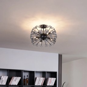 Art Deco stropné svietidlo čierne s dymovým sklom - Atomic