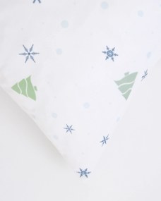 Vianočná obliečka na vankúšik Velvet 40 × 40 cm - Vločky a stromčeky biely