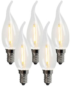 Sada 5 E14 LED vláknových sviečkových žiaroviek BXS35 1W 100LM 2200K