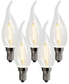 Sada 5 E14 LED vláknových sviečkových žiaroviek BXS35 1W 100LM 2200K