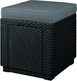 InternetovaZahradaplast Taburetka CUBE - antracit + šedá poduška