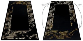 Koberec GLOSS moderný  408C 86 vzor rámu, glamour, art deco čierno / zlatý