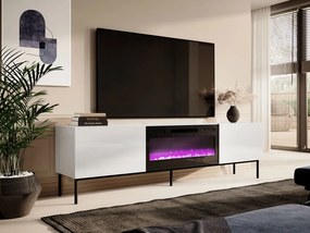 Moderný TV stolík Sindy, bílý / čierny kov