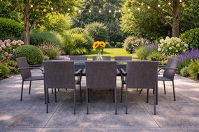 JEDÁLENSKÝ ZÁHRADNÝ SET GIULIANI 8 x STOLIČKA + STÔL ŠEDÝ