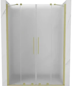 Mexen Velar Duo, posuvné sprchové dvere do otvoru 160 cm, 8mm sklo námraza, zlatá matná, 871-160-000-32-55