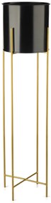 KOVOVÝ KVETINÁČ SO STOJANOM GLAMOUR 95X24 CM ČIERNA/ZLATÁ