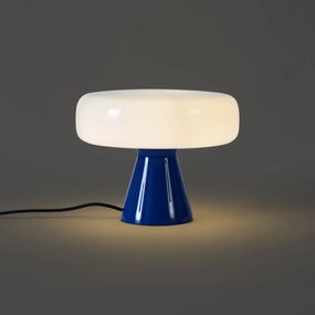 Retro stolná lampa modrá s bielou - Knob