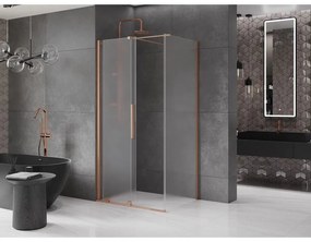 Mexen Velar, sprchový kút s posuvnými dverami 150 x 100 cm, 8mm sklo námraza, medená matná, 871-150-100-31-65