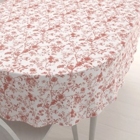 Biante Bavlnený oválny obrus Sandra SA-640 Lososové kvety na bielom 140x180 cm