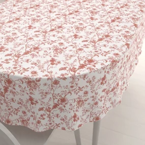 Biante Bavlnený oválny obrus Sandra SA-640 Lososové kvety na bielom 140x180 cm