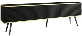 TV stolík Oro Mdf Drážkovanie 175 Čierna+ Čierne nohy