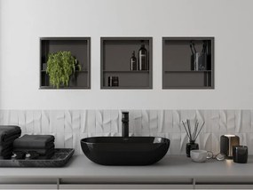 Mexen X-Wall-R, polica na zapustenie s prírubou  30 x 30 cm, grafitová matná - 19E0303010S