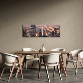 Obraz svietiacej metropoly (s hodinami) (90x30 cm)