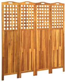 4-panelový paraván 161x2x170 cm masívne akáciové drevo
