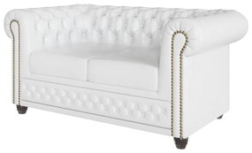 Biela rozkladacia pohovka z imitácie kože 148 cm York - Ropez