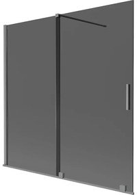 Mexen Velar, 2-krídlová posuvná vaňová zástena 160 x 150 cm, 8mm šedé sklo, brúsený grafit, 896-160-000-41-95