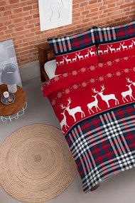 Moderné vianočné posteľné obliečky červené so sobom Velikost: 160x200 cm | 2 x 70x80 cm