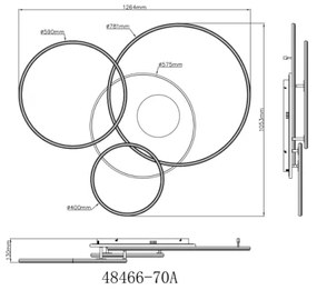 Globo 48466-70A - stmievateľné LED stropné svietidlo INVERTINA LED/70W/230V strieborné + diaľkové ovládanie