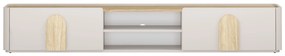 TV stolík Amilio 220 cm so zásuvkou - kašmír / olejovaný dub / úchytky svetlý dub