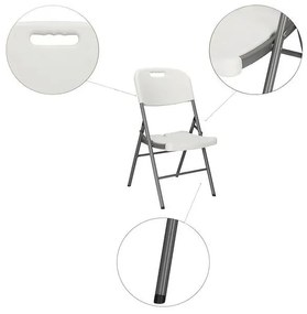 SPRINGOS Cateringová súprava, turistický stôl 240 cm so 8 stoličkami, skladacia biela súprava