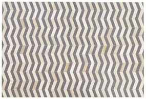 Kožený koberec 140 x 200 cm sivá/béžová BAGGOZE Beliani